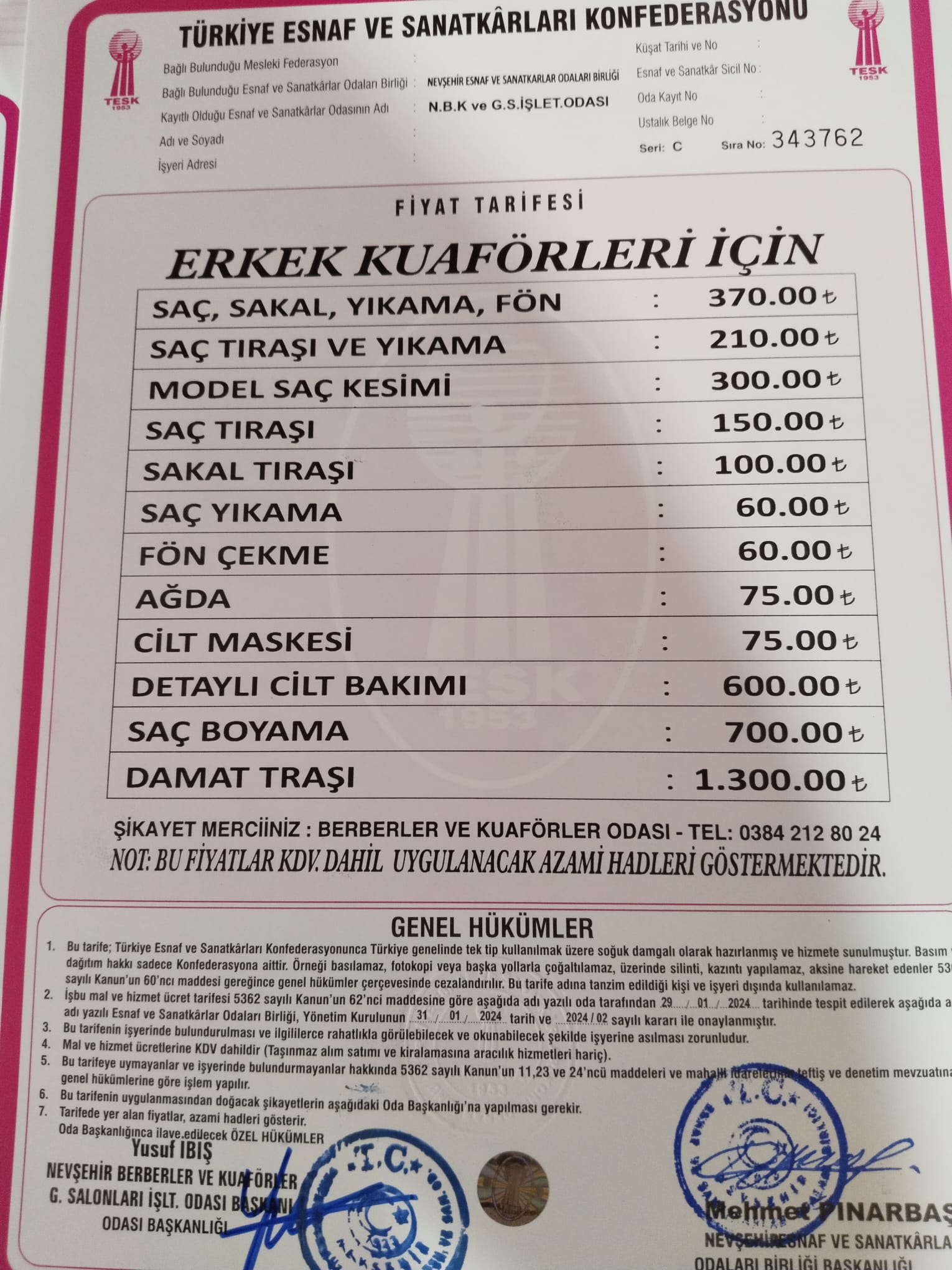 Berber Ve Kuaför Fiyatlarına Zam (1)